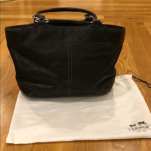 Coach black leather shoulder bag